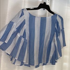 Bell sleeve striped blouse